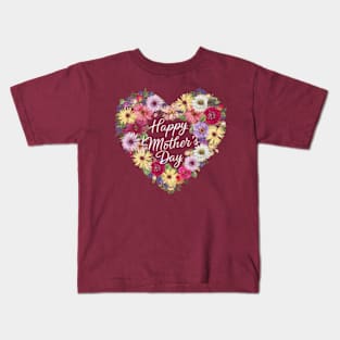 Floral Heart Happy Mother's Day Kids T-Shirt